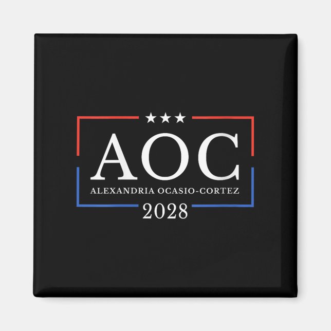 Íman Womens Aoc Para Presidente 2028 Simples Sinal De M (Frente)