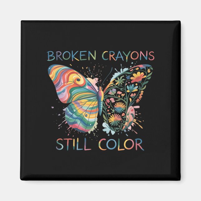 Íman Womens Broken Crayons Still Color Rainbow Butterfl (Frente)