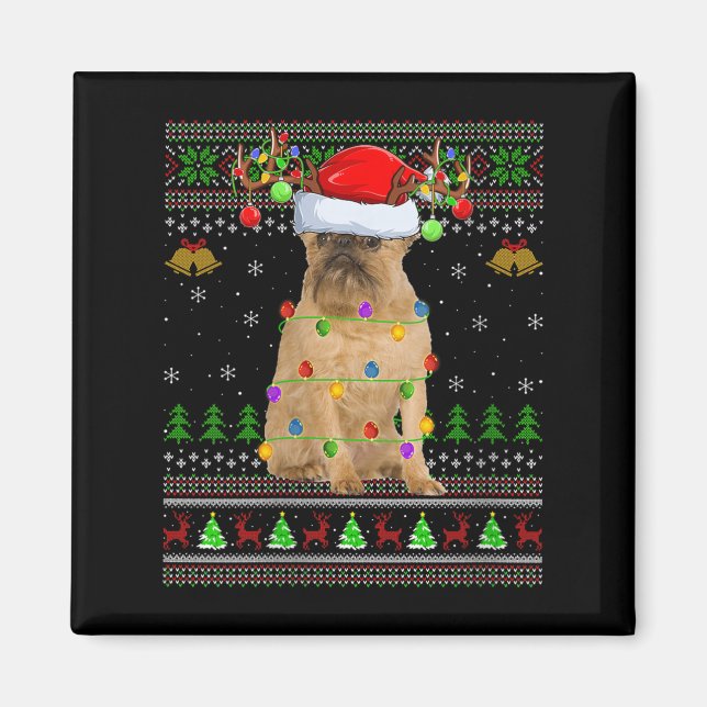 Íman Womens Brussels Griffon Dog Ugly Christmas Sweater (Frente)