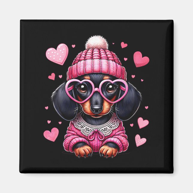 Íman Women's Cute Dachshund Valentines Heart Dog Lover  (Frente)
