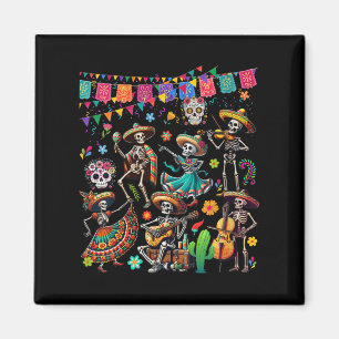 Íman Womens Dancing Group Floral Skeletons México Dia
