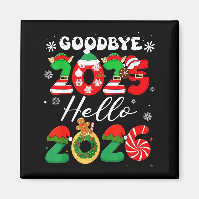 Íman Womens Goodbye 2025 Hello 2026 Christmas Matching  (Frente)