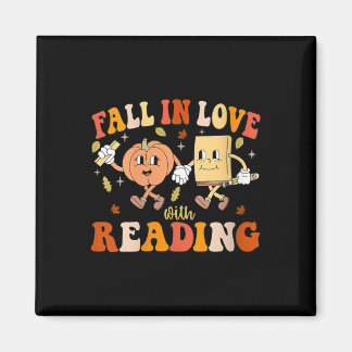 Íman Womens Groovy Fall In Love With Reading Thanksgivi