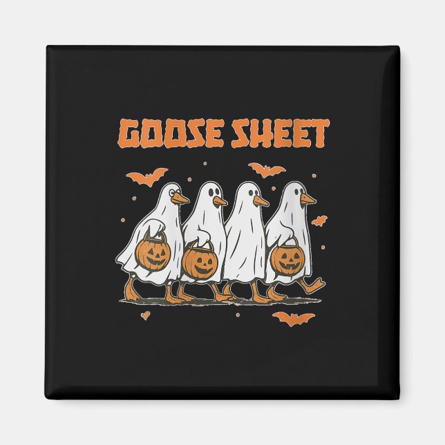 Íman Womens Halloween Fall Goose Sheet Ghost Floral Aut (Frente)