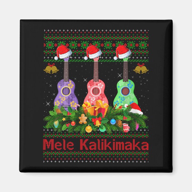 Íman Womens Mele Kalikimaka Ukulele Guitar Ugly Xmas Sw (Frente)