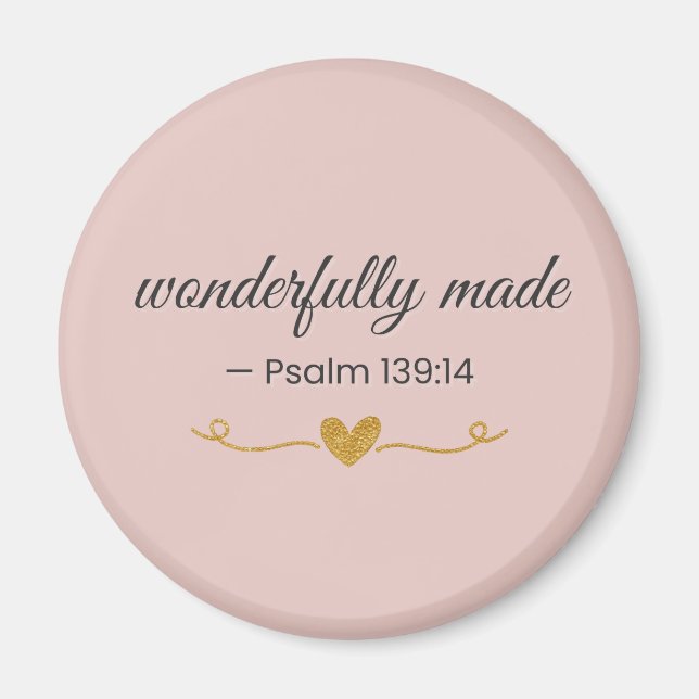 Íman Wonderfully Made – Psalm 139:14 Pink Magnet (Frente)