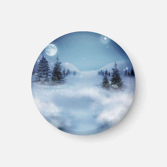 Íman Wonderland de inverno à noite (Frente)