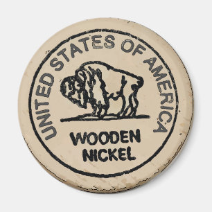 Íman Wooden Buffalo Nickle, adicione seu nome
