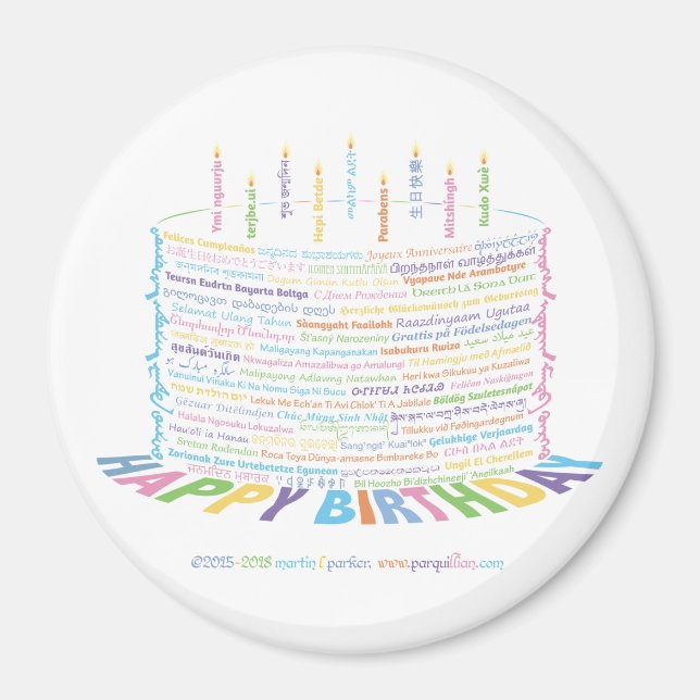Íman Wor(l) d Magnetos de Bolo de Aniversário (Frente)