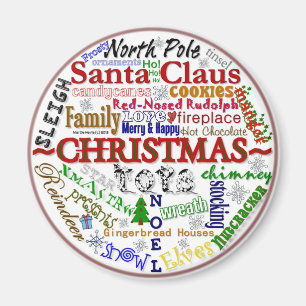 Íman Word-Art de Natal - Magnet