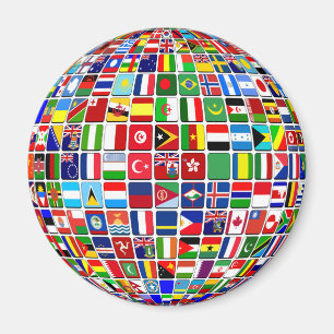 Íman World Flags Globe, Internacional,