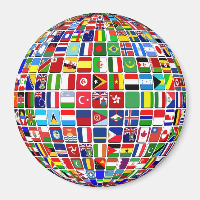Íman World Flags Globe, Internacional, (Frente)