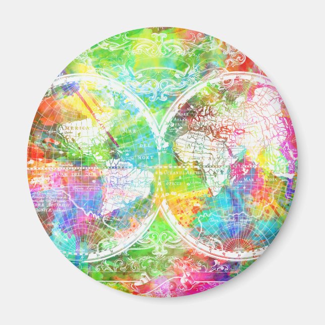 Íman world map watercolor 28 (Frente)