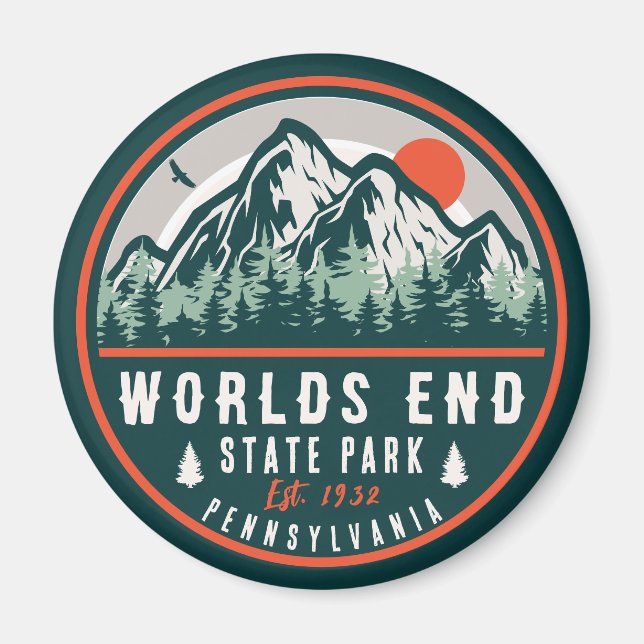 Íman Worlds End State Park Pensilvânia Retro Sunset (Frente)