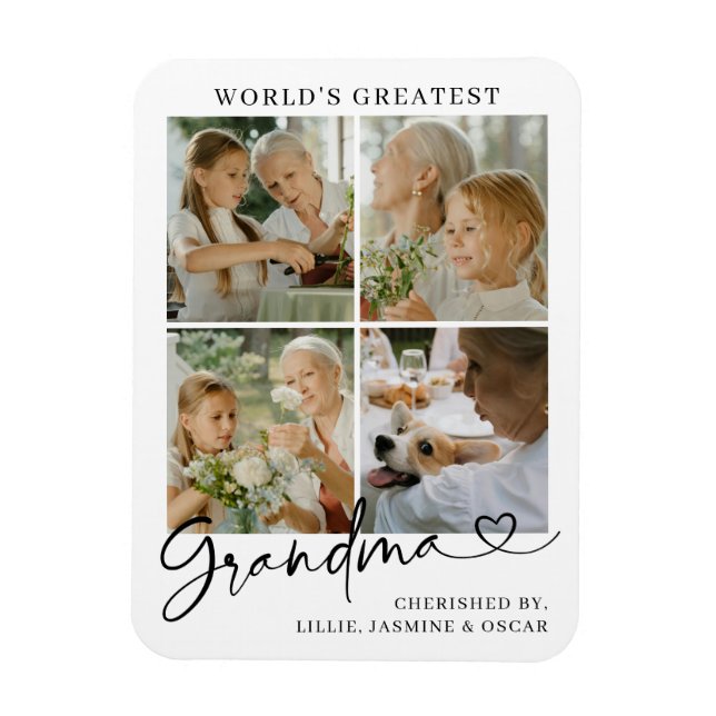 Íman World's Greatest Grandma Photo Collage Script (Vertical)