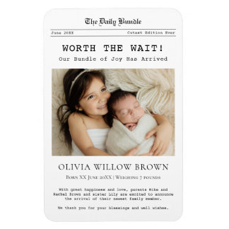 Íman Worth the Wait, Newborn Announcement magnet