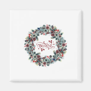 Íman Wreath de Natal BELIEVE Typografia
