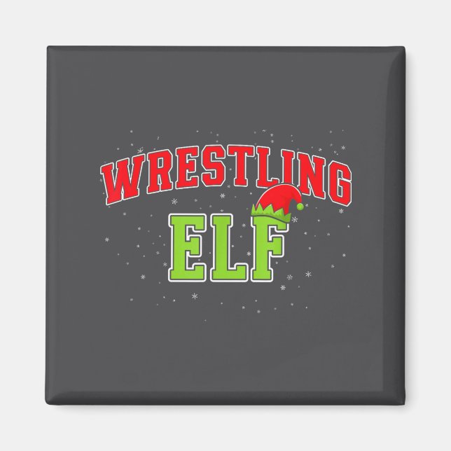 Íman Wrestling Elf Christmas Family Matching Group Xmas (Frente)