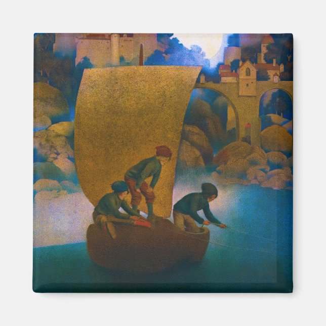 Íman Wynken, Blynken e Nod, 1905, por Maxfield Parrish (Frente)