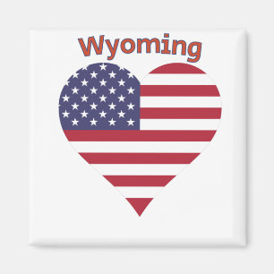Íman Wyoming American Flag Heart