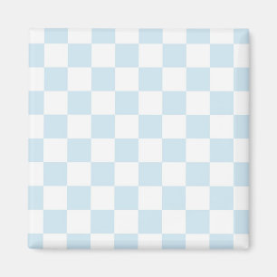 Íman Xadrez Azul Pastel e Branco