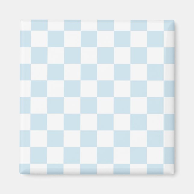 Íman Xadrez Azul Pastel e Branco (Frente)