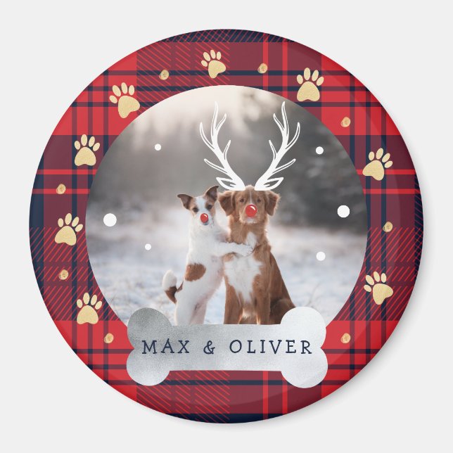 Íman Xadrez Azul Vermelho e Marinho e Foto de Pet de Im (Frente)