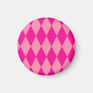 Íman Xadrez de Diamantes Harlequim Rosa Claro e Escuro