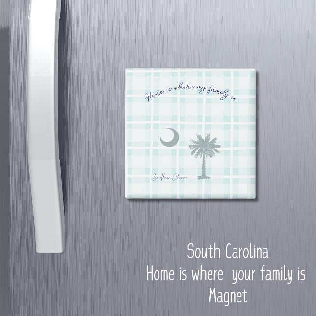 Íman Xadrez do Sul da Carolina Magnet (Home is where my family is 
South Carolina Magnet. )