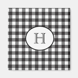 Íman Xadrez Preto e Branco Monogramado Personalizado