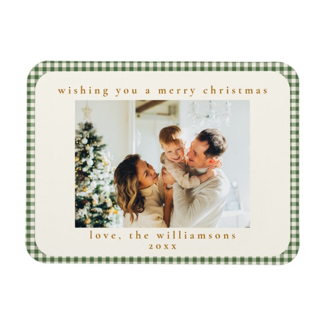 Íman Xadrez Verde Clássico Natal Personalizado com Duas (Horizontal)