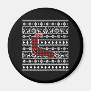 Íman Xadrez Vermelha Buffalo Dachshund Dog Natal