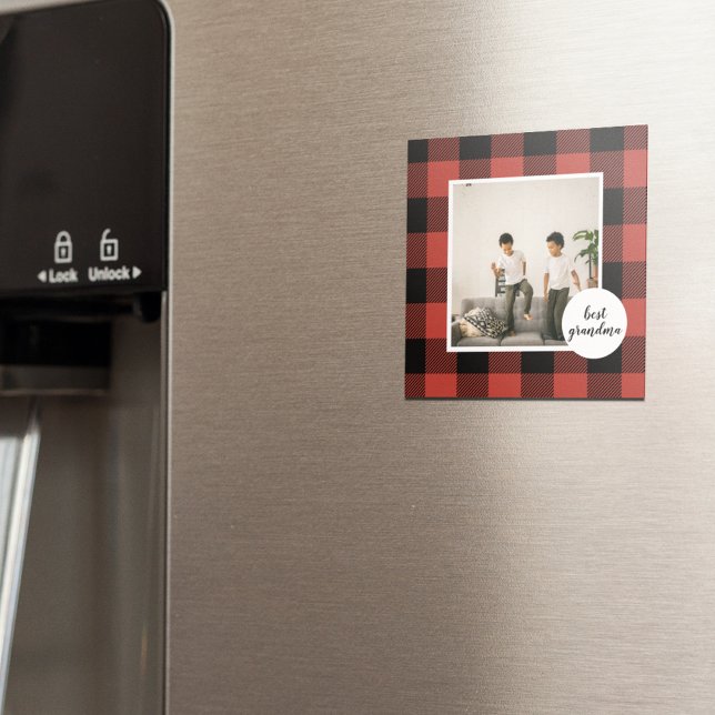 Íman Xadrez Vermelha Buffalo Melhor Presente Da Avó Com (Criador carregado)