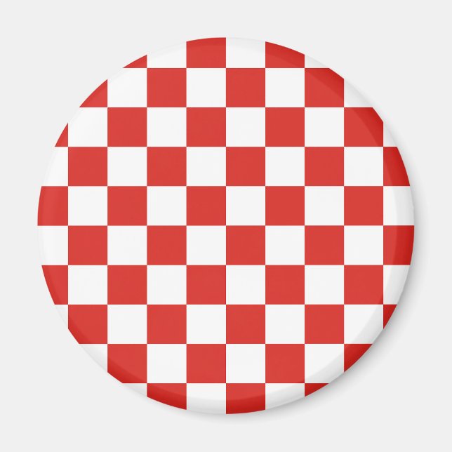 Íman xadrez vermelho branco (Frente)