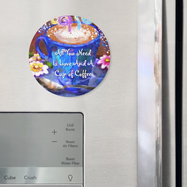 Íman Xícara Caprichosa de Café Floral Personalizada (In Situ (Fridge))