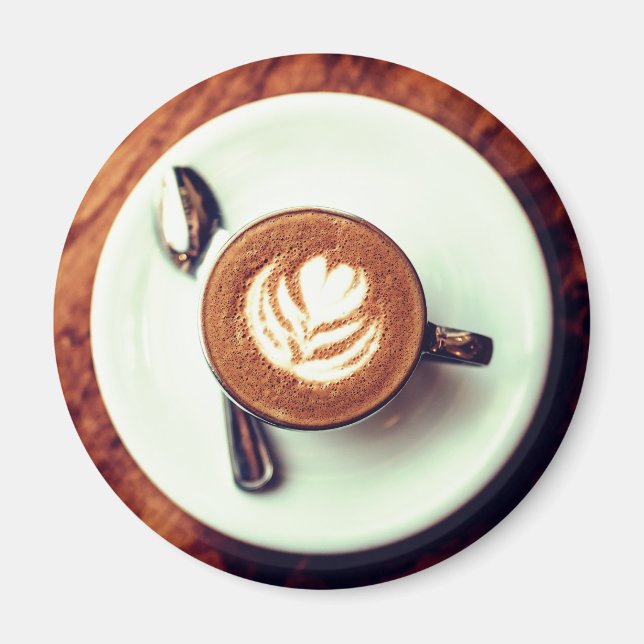 Íman Xícara de café cappucccino latão branco (Frente)