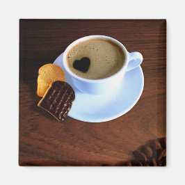 Íman Xícara de café com espuma em forma de coração