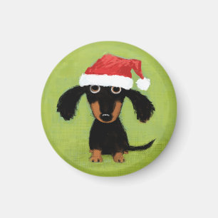 Íman Xmas engraçado do Natal do Dachshund do papai noe
