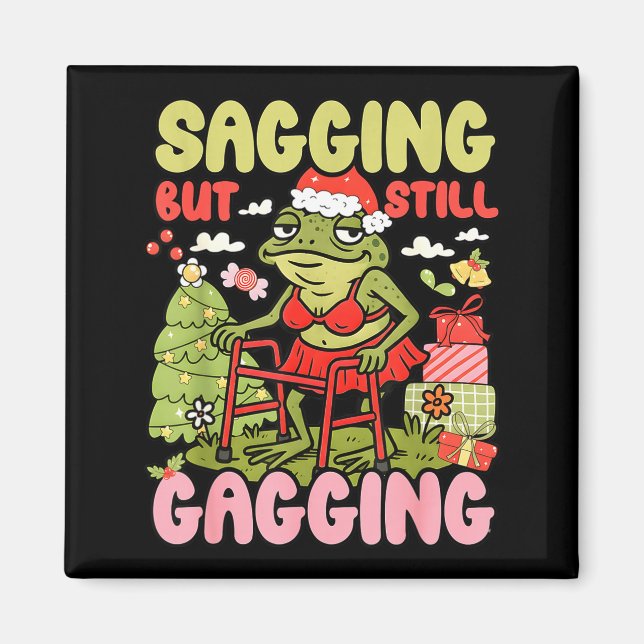 Íman Xmas Funny Frog Meme Natal Sorrindo Mas Ainda G (Frente)
