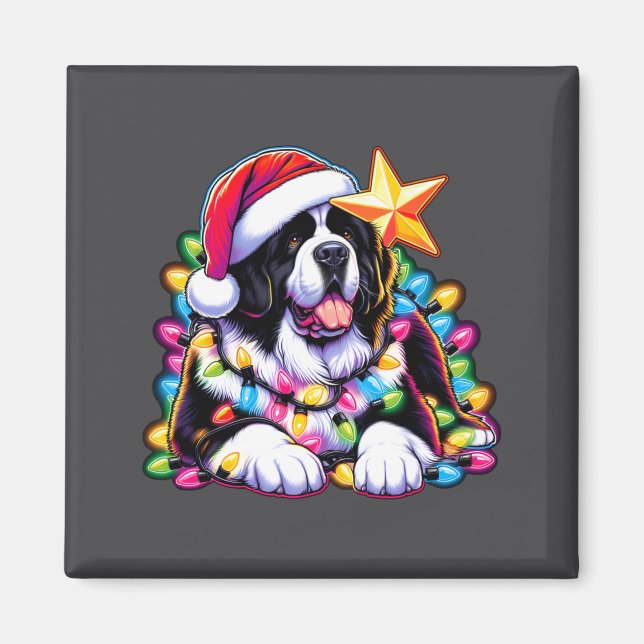 Íman Xmas Landseer Newfoundland Dog Tangled Christmas L (Frente)