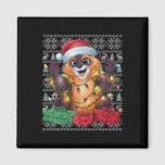 Íman Xmas Sweater Style Ugly Santa Hat Tarsier Christma<br><div class="desc">Estilo de Sweater Feio de Natal Feio Tarsier Natal</div>