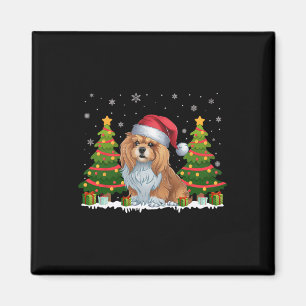Íman Xmas Tree Lights Lhasa Apso Cão Santa Hat Christma