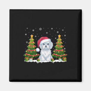 Íman Xmas Tree Luz Maltês Cachorro Papai Noel Natal S