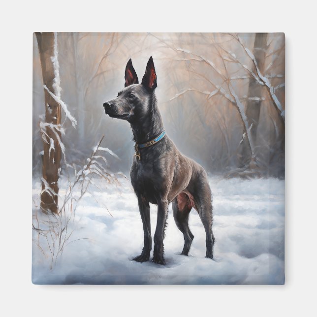 Íman Xoloitzcuintli Deixe Nevar Natal (Frente)