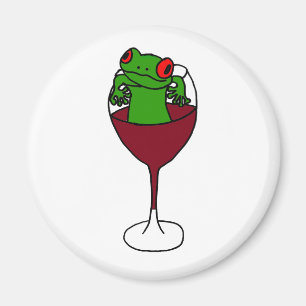Íman XX- sapo de árvore em um vidro de vinho