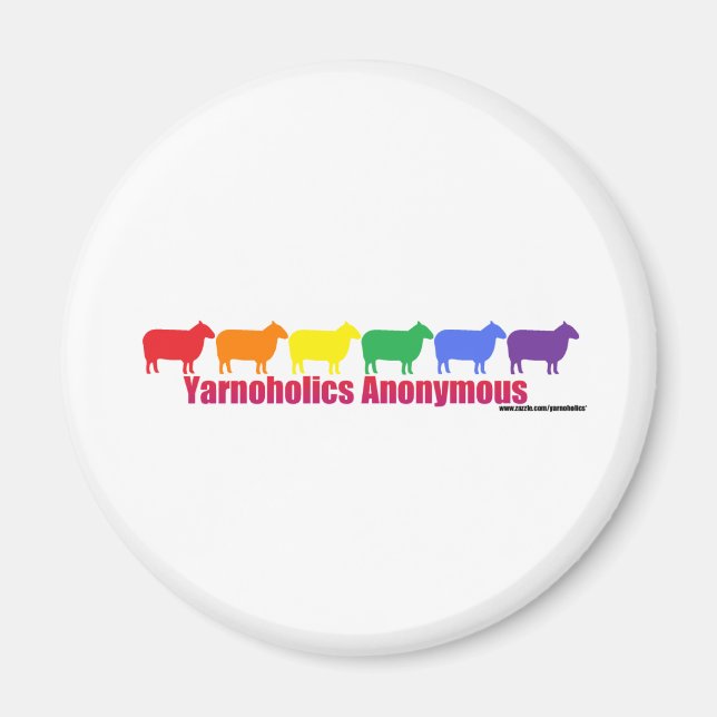 Íman Yarnoholics Anônimo Rainbow Sheep (Frente)