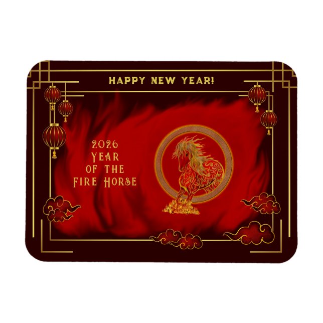 Íman Year of the Fire Horse , Happy Lunar New Year (Horizontal)