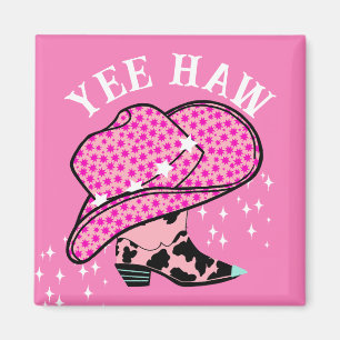 Íman Yee Haw Pink Cowgirl Rodeo Hat Boot