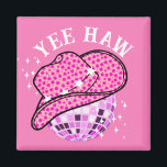 Íman Yee Haw Pink Purple Cowgirl Disco Rodeo<br><div class="desc">Chapéu estrelado de cowboy moderno e ímã de bola de disco em cor rosa pastel.</div>