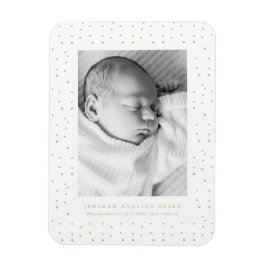 Íman Yellow Confetti Baby Birth Announcement Photo Card